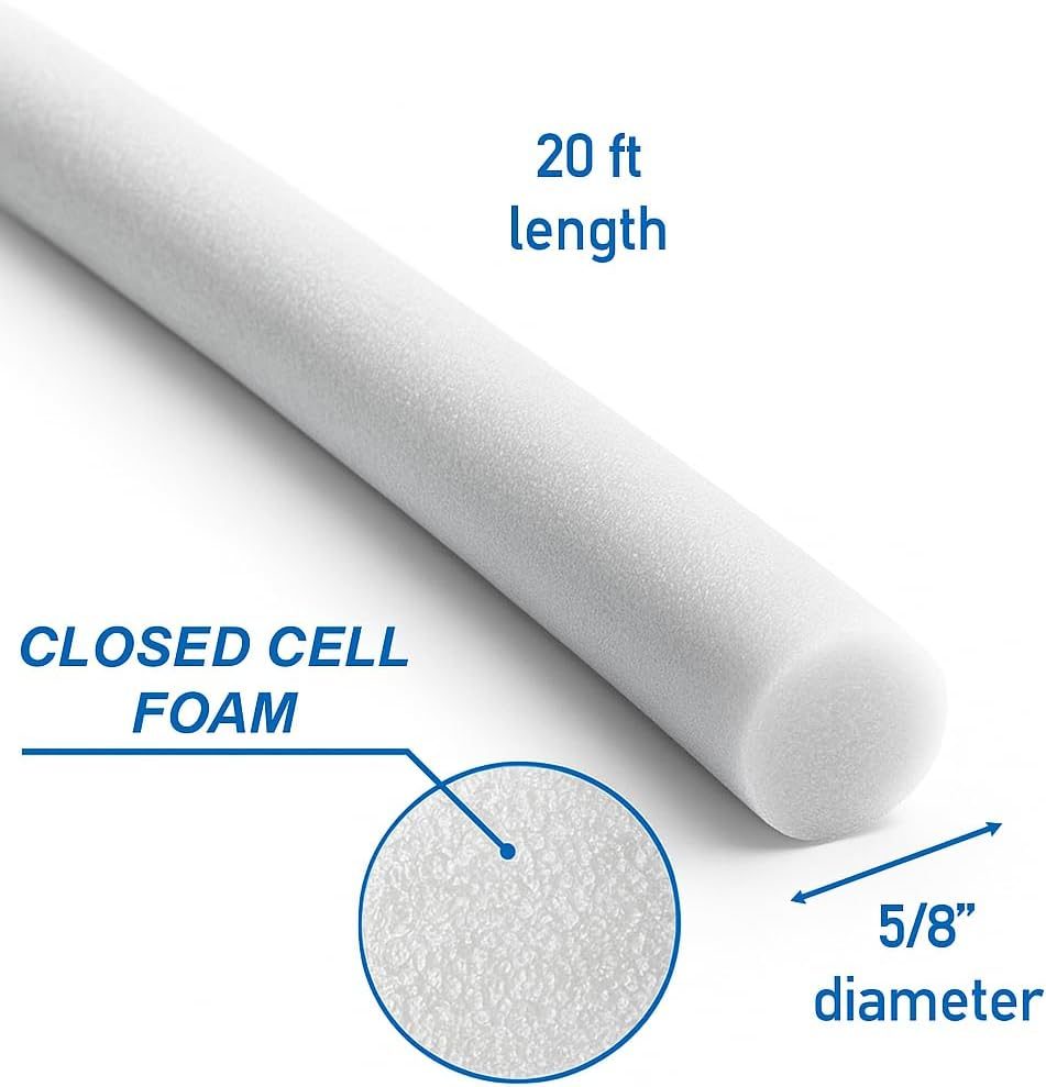 5/8” × 40 ft Foam Noodles for Crafts – Solid-Core Foam Tubes Cylinder Backer Rods for Modeling & DIY Arts & Cr