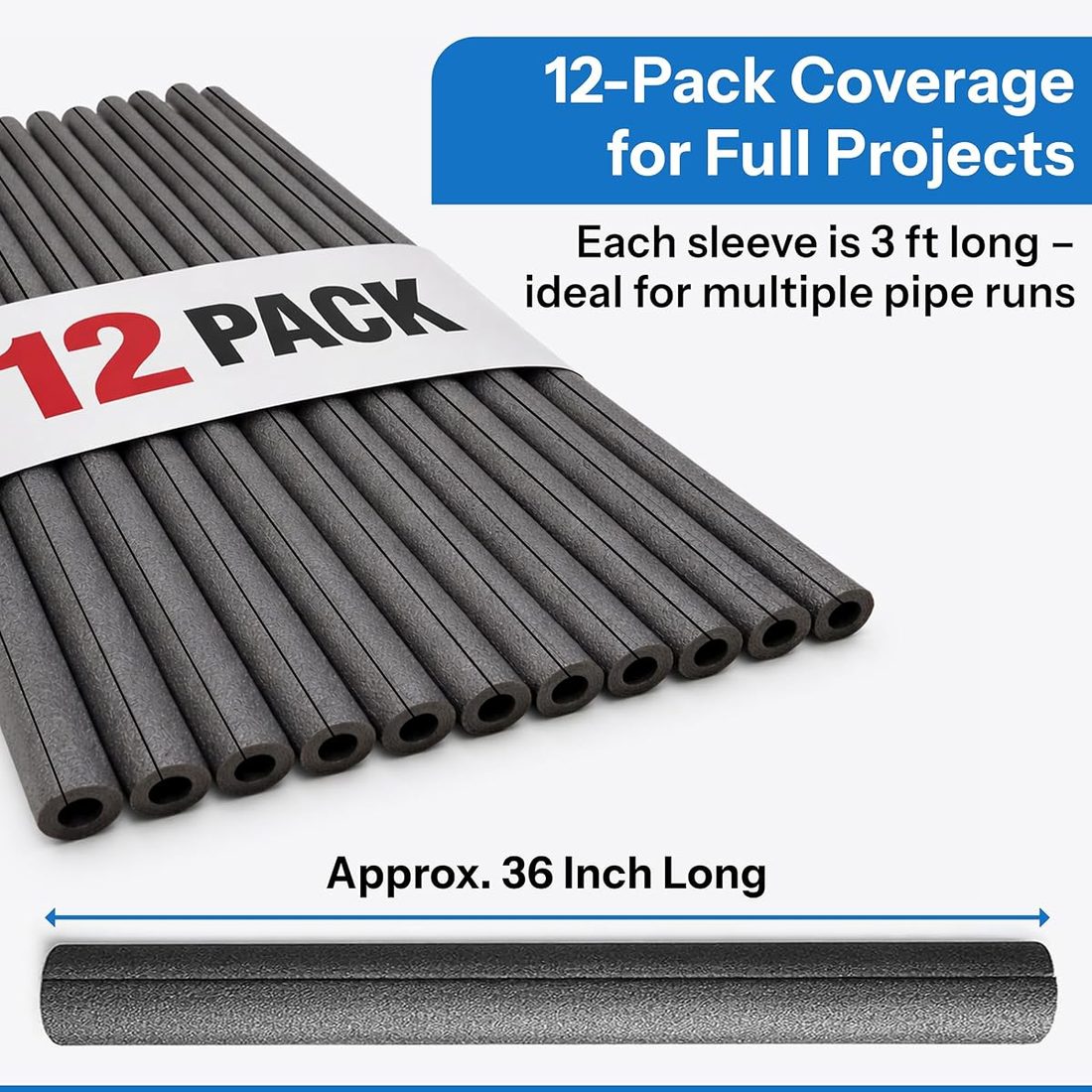 Foam King Foam Pipe Insulation Foam Tube for Pipe Covers - 12 Pack view 5